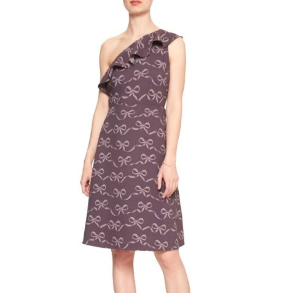 Banana Republic Purple One Shoulder Midi Dress 6